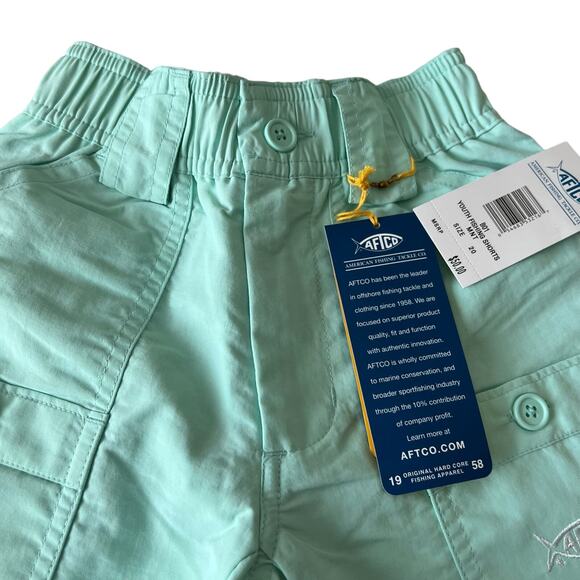 AFTCO Original Fishing Nylon Short In Pastel Turquoise Child Size 20 - Picture 4 of 11
